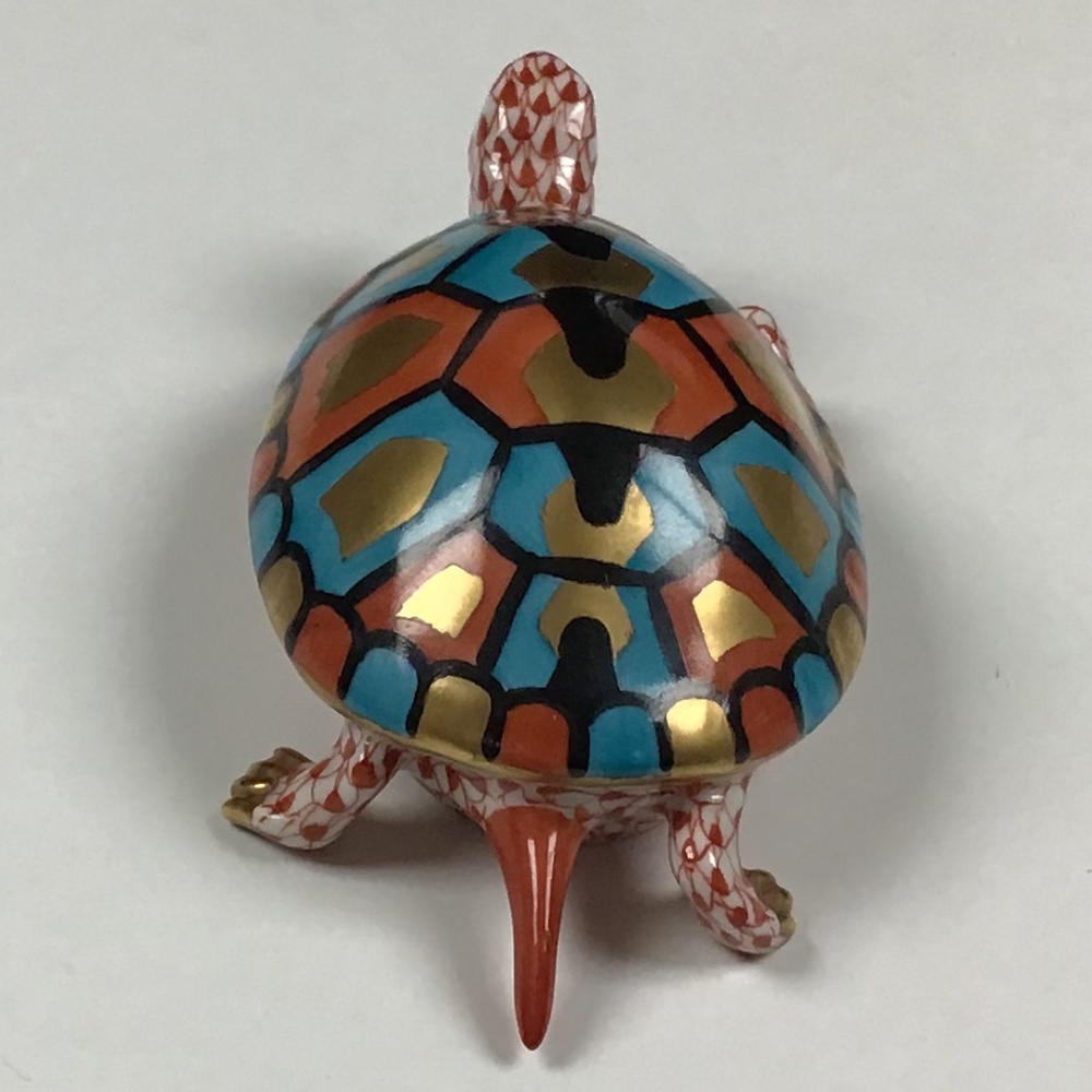 Herend Rust Fishnet Turtle with Colorful Shell - Picture 5 of 8